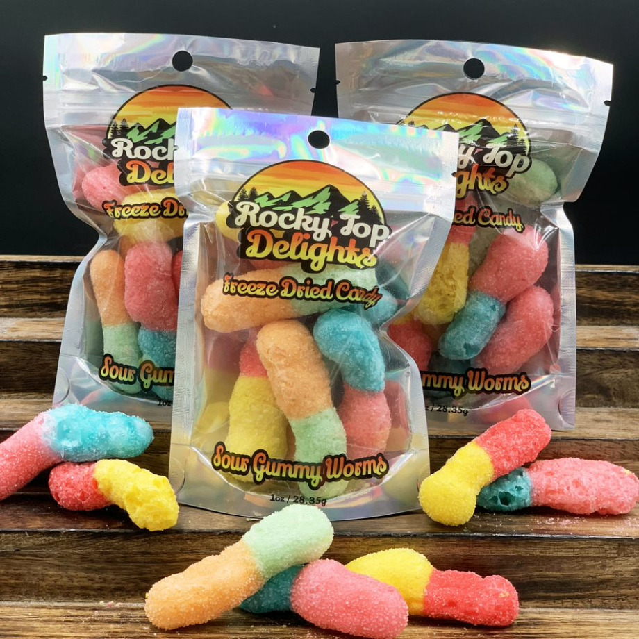 Sour Gummy Worms - Freeze Dried Candy- 1oz bag- $9.99 Freese Dried Candy 